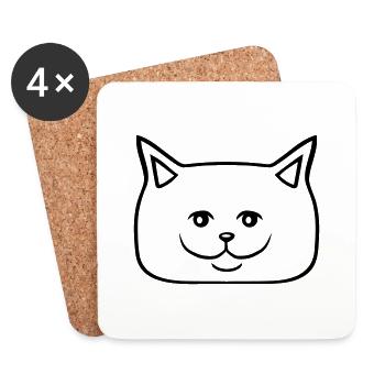 Pretty Cat Looking Happy Cheerful Smiling - Coasters (set of 4) - white - Front