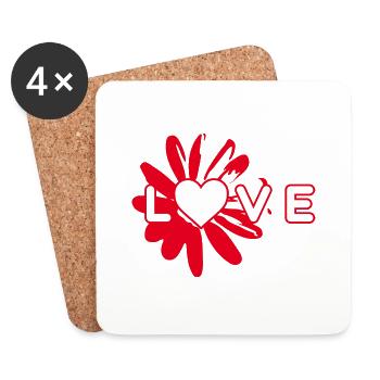 AIMEZ le design avec le cœur - Dessous de verre (lot de 4) - blanc - Devant