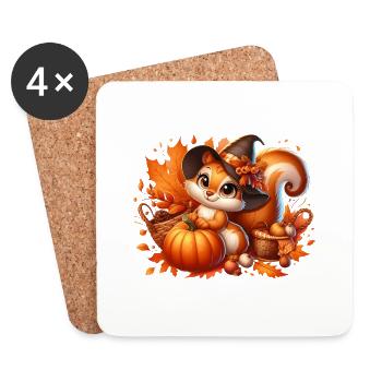 squirell autumn2 - Dessous de verre (lot de 4) - blanc - Devant