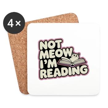 Not Meow I'm Reading 14 - Untersetzer (4er-Set) - Weiß - Vorne