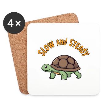 Serene Green Sea Turtle on Sandy Shores - Coasters (set of 4) - white - Front