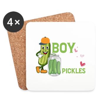 Just A Boy Who Loves Pickles Dill Vegan Cucumber - Untersetzer (4er-Set) - Weiß - Vorne