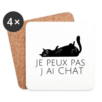 je peux pas j ai CHAT - Dessous de verre (lot de 4) - blanc - Devant