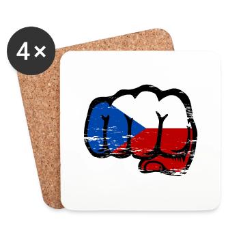 Czech Republic Fist Flag used - Coasters (set of 4) - white - Front