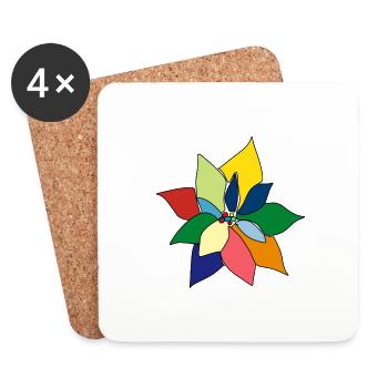Bunter Blumenstrauß - Untersetzer (4er-Set) - Weiß - Vorne