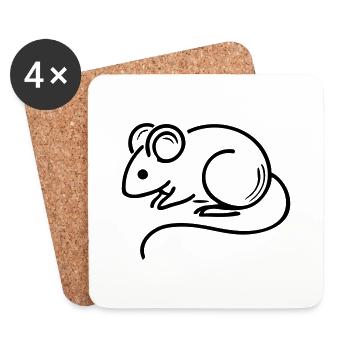 Maus - Untersetzer (4er-Set) - Weiß - Vorne