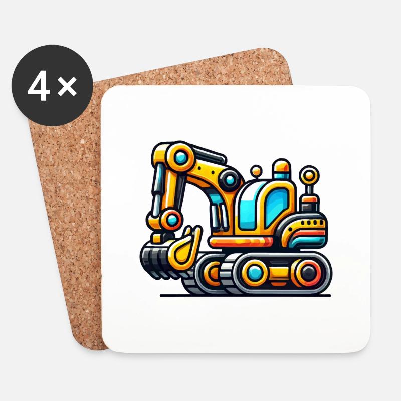 Bagger - Untersetzer (4er-Set) - Weiß