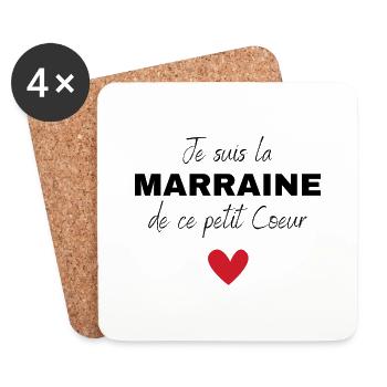 Je suis la Marraine de ce petit cœur - Dessous de verre (lot de 4) - blanc - Devant