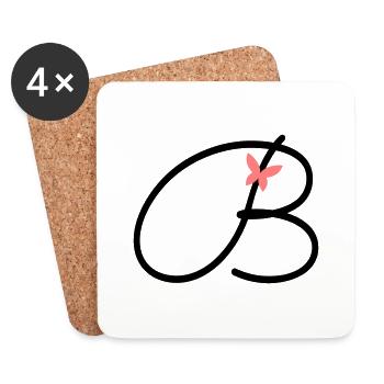 Buchstabe B Anfangsbuchstabe Schmetterling - Untersetzer (4er-Set) - Weiß - Vorne
