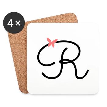 Buchstabe R Schmetterlingsbuchstabe - Untersetzer (4er-Set) - Weiß - Vorne
