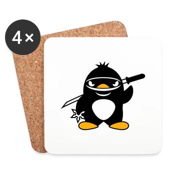 Penguin Ninja Samurai Japanese Katana Fighter - Coasters (set of 4) - white - Front