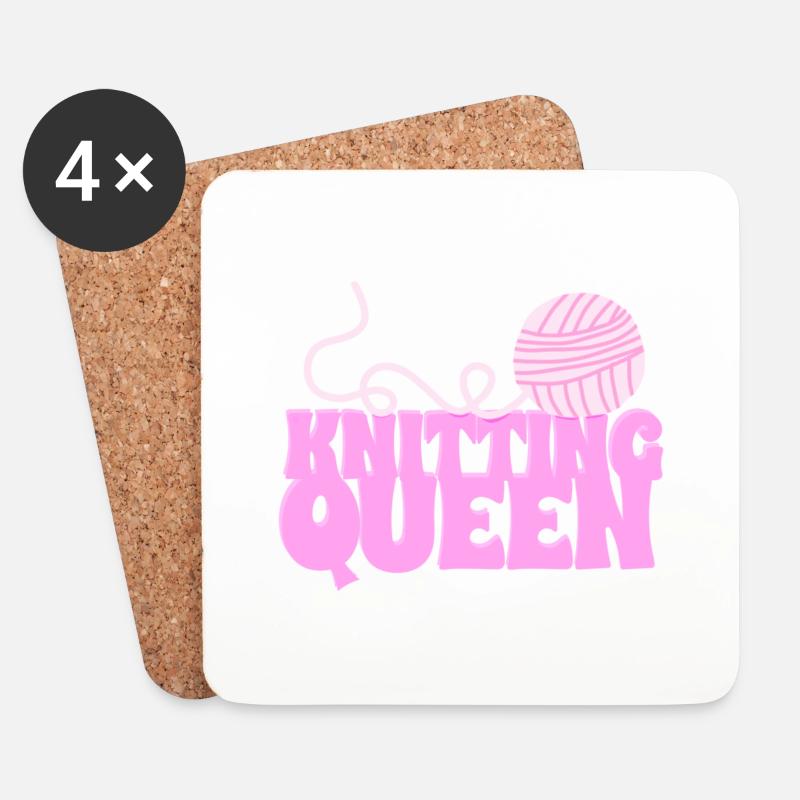 Die Königin des Strickens - Untersetzer (4er-Set) - Weiß