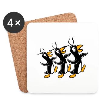 3 crazy penguins running stupid team friends crew - Coasters (set of 4) - white - Front
