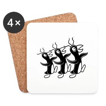 3 crazy penguins running stupid team friends crew - Coasters (set of 4) - white - Front