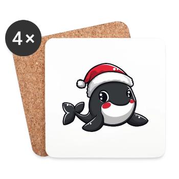 Wal Weihnachten - Untersetzer (4er-Set) - Weiß - Vorne