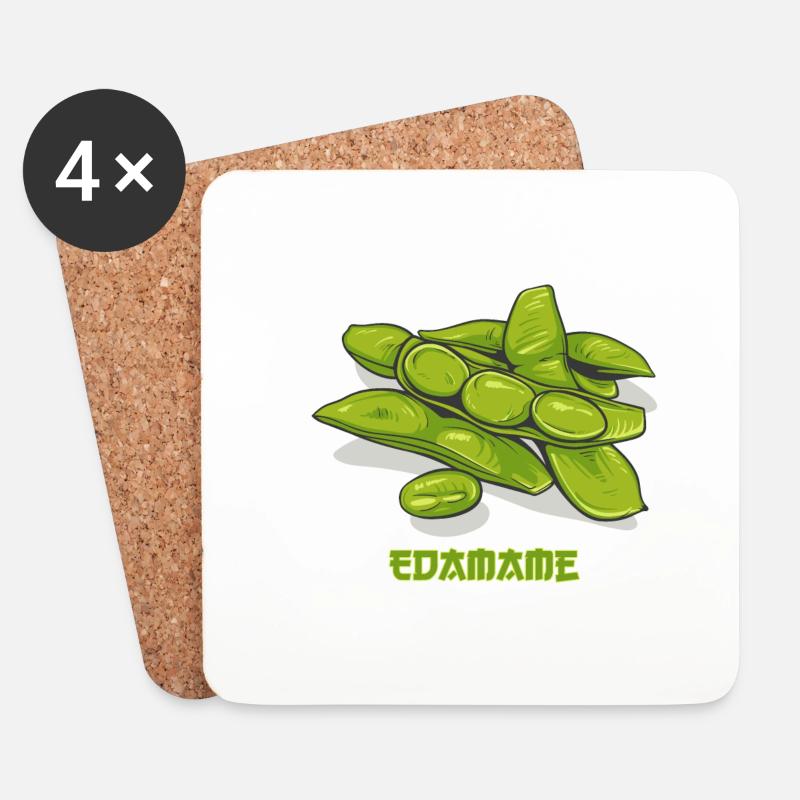 Edamame // Illustration - Untersetzer (4er-Set) - Weiß