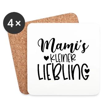 Mamas kleiner Liebling - Mama Tochter Sohn Shirt - Untersetzer (4er-Set) - Weiß - Vorne
