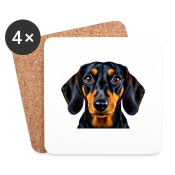 Dackel Hund Porträt treu aufmerksam Rasse Hunde - Untersetzer (4er-Set) - Weiß - Vorne