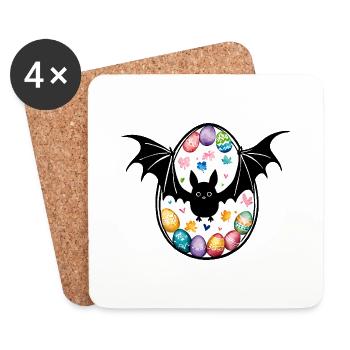 Chauve-souris Pâques Aquarelle - Dessous de verre (lot de 4) - blanc - Devant
