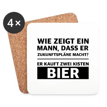 Zukunftspläne mit Bier | lustige Sprüche, Party - Untersetzer (4er-Set) - Weiß - Vorne