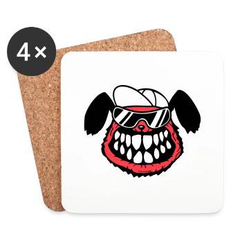chien monstre méchant dangereux dents sourire sourire - Dessous de verre (lot de 4) - blanc - Devant