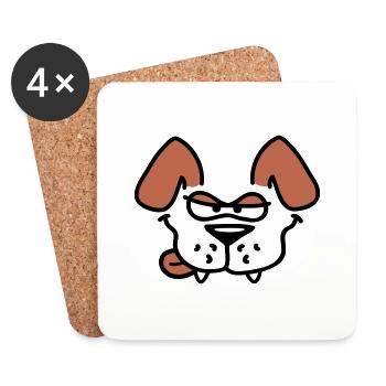 Dog Looks Nasty Funny Licks Tongue - Coasters (set of 4) - white - Front
