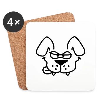 Le chien a l’air méchant Dangereux Drôle Lèche la langue - Dessous de verre (lot de 4) - blanc - Devant