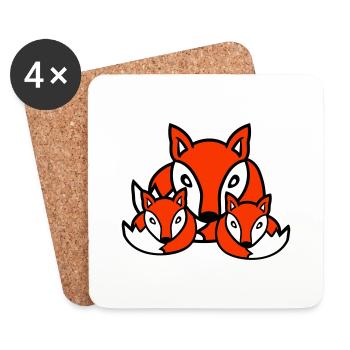 3 Renards Amis Famille Trois Enfants Équipe Mignon - Dessous de verre (lot de 4) - blanc - Devant