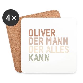 Oliver The man who can do everything First name Oliver - Coasters (set of 4) - white - Front