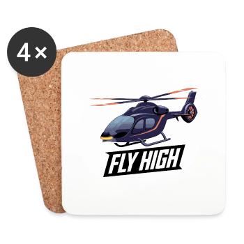 HELICOPTER, FLY HIGH - Coasters (set of 4) - white - Front