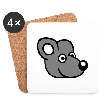 Maus Mäuschen Süße Kleine Ratte Nager Lustig Comic - Untersetzer (4er-Set) - Weiß - Vorne