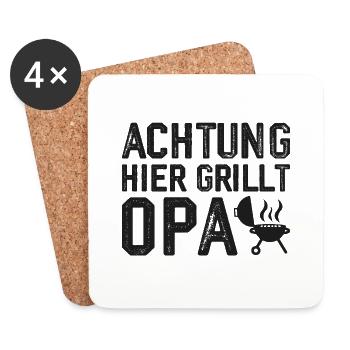 Grillen Grillmeister Opa Grill Geschenkidee - Untersetzer (4er-Set) - Weiß - Vorne