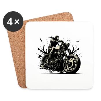 Motorcycle, V2, Retro Motorcycle - Untersetzer (4er-Set) - Weiß - Vorne