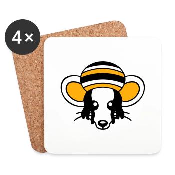 Mouse Raggae Jamaica Hat Rasta Lure Chill Hat - Coasters (set of 4) - white - Front