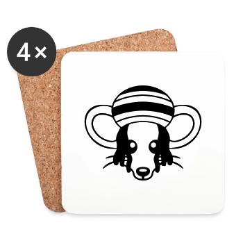 Maus Raggae Jamaika Hut Rasta Locken Chill Mütze - Untersetzer (4er-Set) - Weiß - Vorne