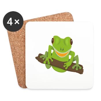lachender Frosch - Untersetzer (4er-Set) - Weiß - Vorne