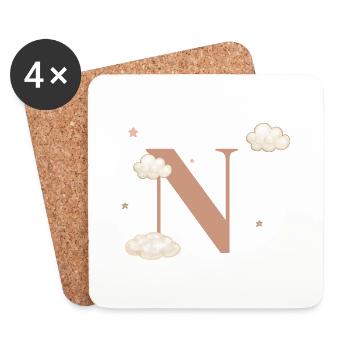 Letter n clouds stars - Coasters (set of 4) - white - Front