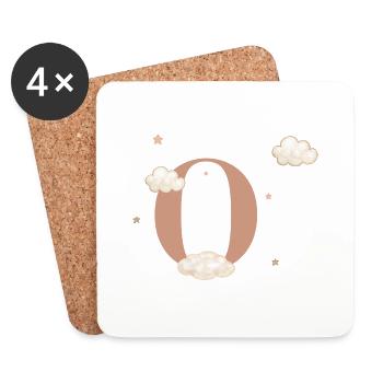 Lettre o nuages étoiles - Dessous de verre (lot de 4) - blanc - Devant