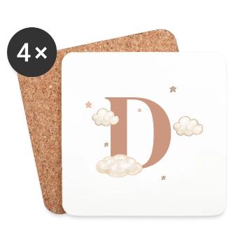 Buchstabe d bewölkt Sterne - Untersetzer (4er-Set) - Weiß - Vorne