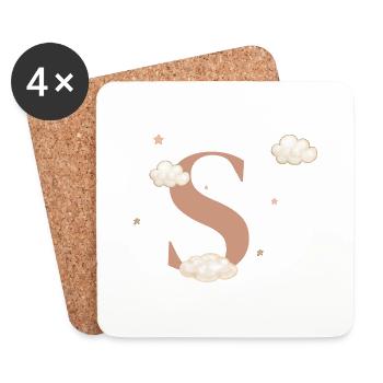 Letter s clouds stars - Coasters (set of 4) - white - Front