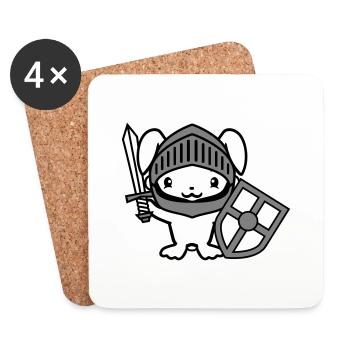 Lapin Chevalier Épée Bouclier Armure Casque Château Héros - Dessous de verre (lot de 4) - blanc - Devant