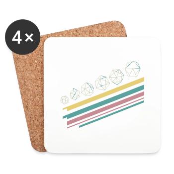 Retro Minimalist Polyhedral Dice Set Tabletop RPG - Coasters (set of 4) - white - Front
