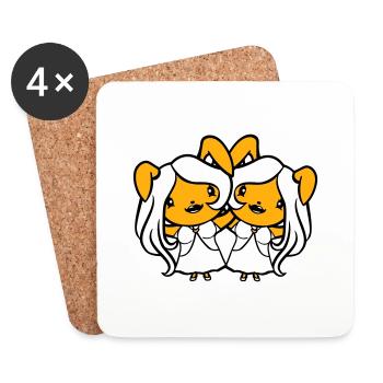 2 Bunnies Girls Pretty Girls Women Bunny Small - Coasters (set of 4) - white - Front