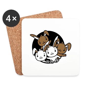 4 Bunnies Friends Team Crew Hole Four Siblings - Coasters (set of 4) - white - Front