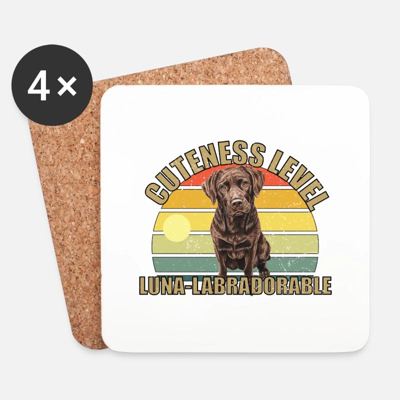 Luna brauner Labrador cute Level labradorable - Untersetzer (4er-Set) - Weiß