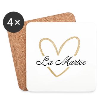 Die Braut Goldenes Herz Glitzer - Untersetzer (4er-Set) - Weiß - Vorne