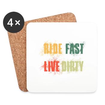 RIDE FAST LIVE DIRTY – MOUNTAINBIKE - MOTOCROSS - Untersetzer (4er-Set) - Weiß - Vorne