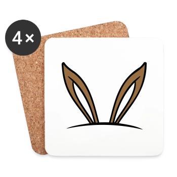 Lapin Oreilles De Lapin Trou Sac Caché Drôle Mignon - Dessous de verre (lot de 4) - blanc - Devant