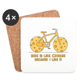 Bike is like cheese because i like it - Coasters (set of 4) - white - Front