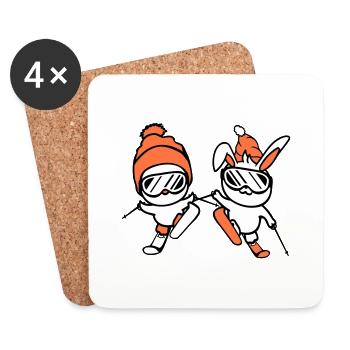 Bunny Bird Birthing Team Ski Bunny Ski Goggles Cap - Coasters (set of 4) - white - Front